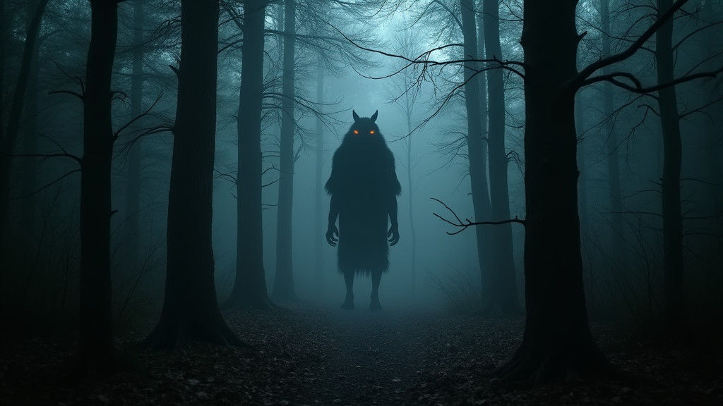 Sinister Mothman in Dark Forest Horrorscape