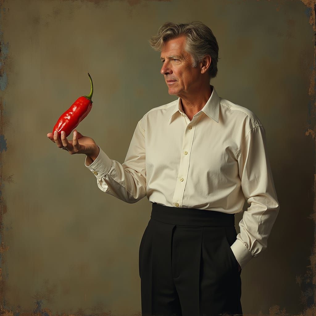 David Lynch Holding a Mysterious Red Pepper in a Surrealist ...