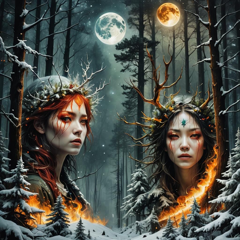 Surreal Landscapes: Forest, Moon, and Sun