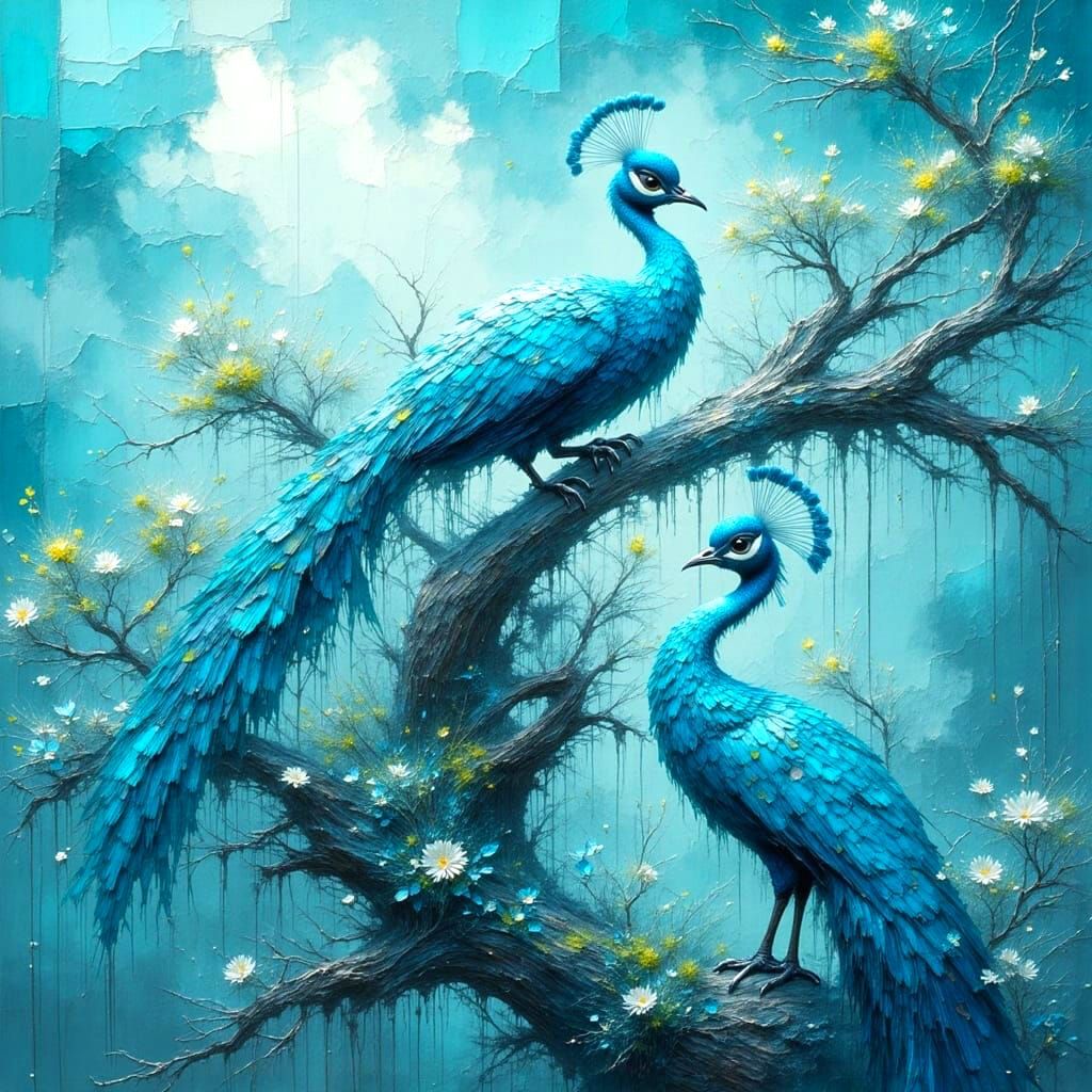 Blue Peacocks