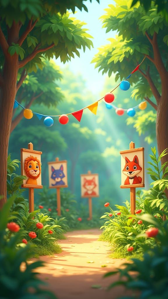 Cartoon Jungle Election Scene in 3D Animation Style