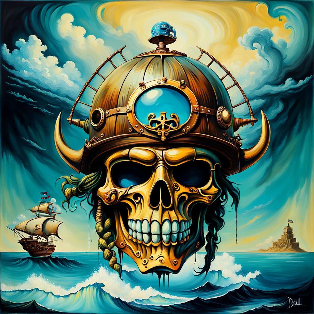 Surreal Tiki Airship Pirate Helmet, Dali Style