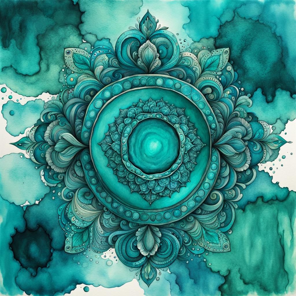 Teal Diversity: Ink and Watercolor Friendship