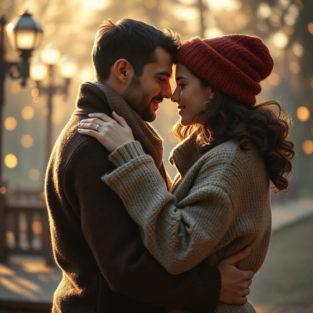 Warm Embrace in Golden Light: Evoking Serenity