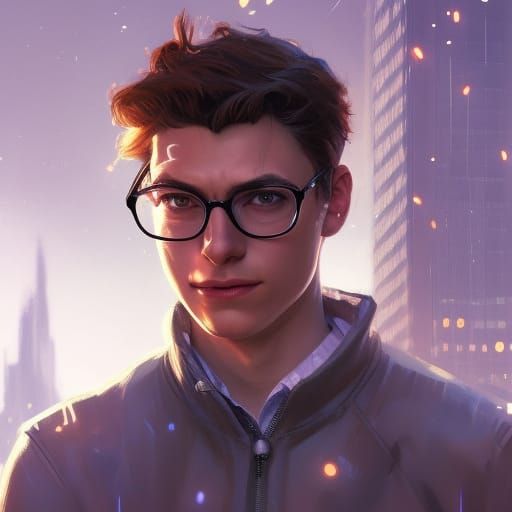 Peter Parker Portrait by Rutkowski, Artgerm, and Mucha