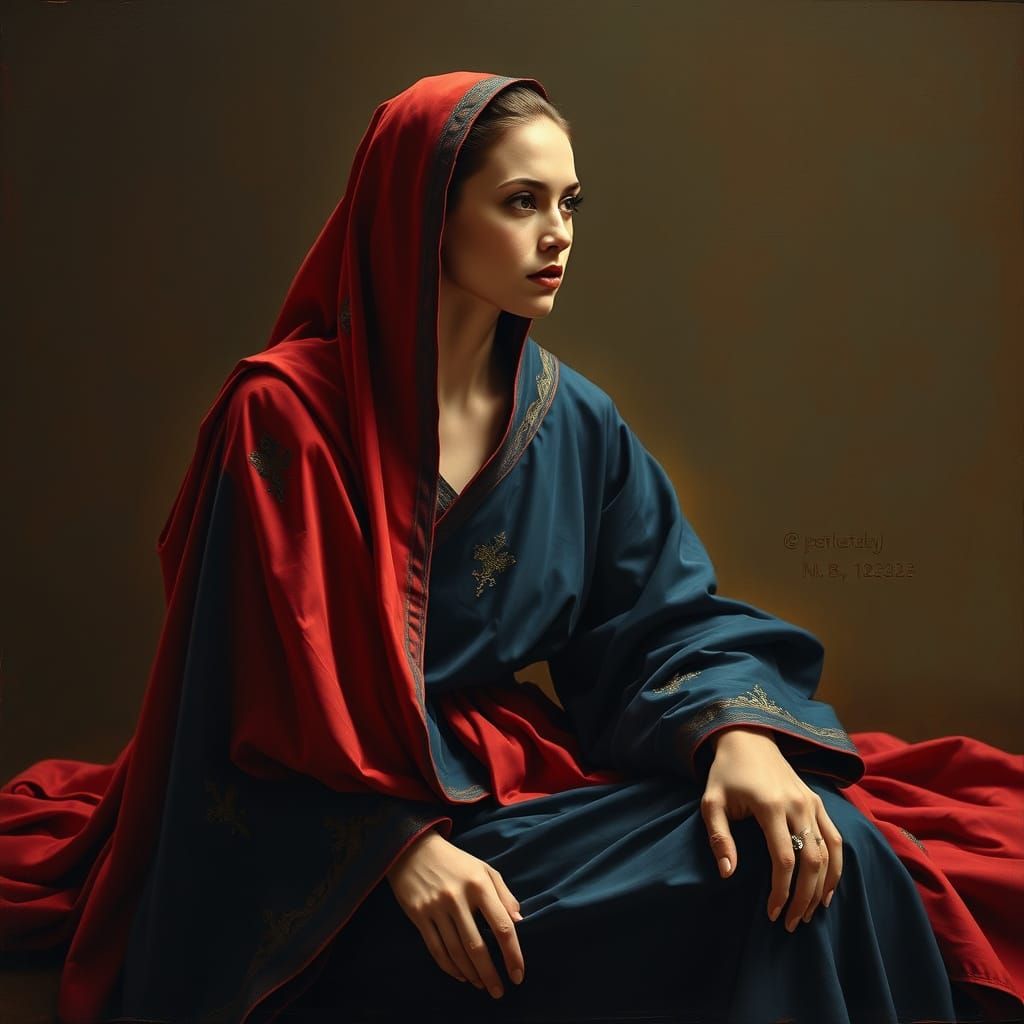 Elegant Monk's Robe in Deep Indigo and Crimson