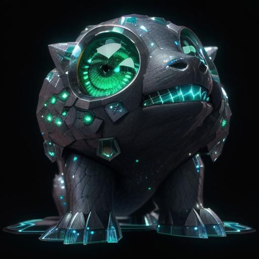 Furry Animal with Emerald Eyes: 3D Render