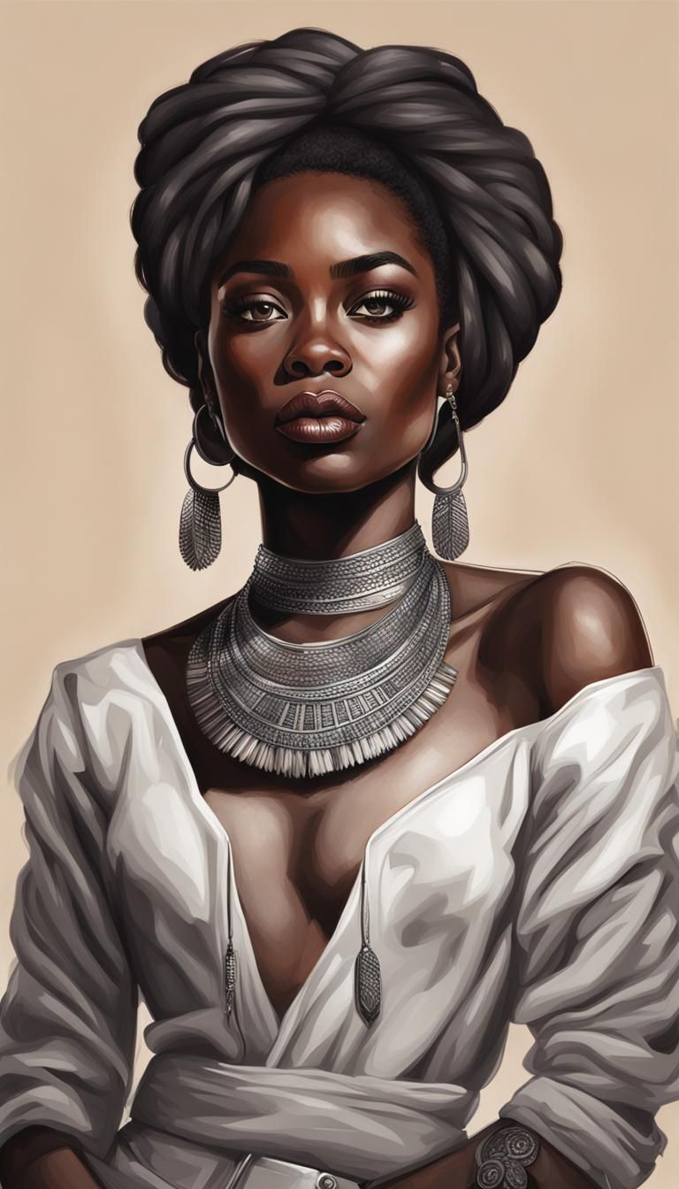 Melanin Woman in Digital Illustration Style