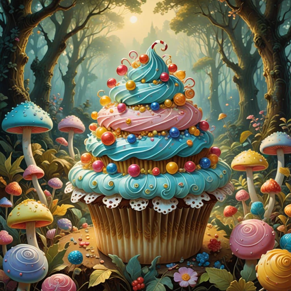 Whimsical Neo-Classical Cupcake Wonderland in Vibrant Pastel...