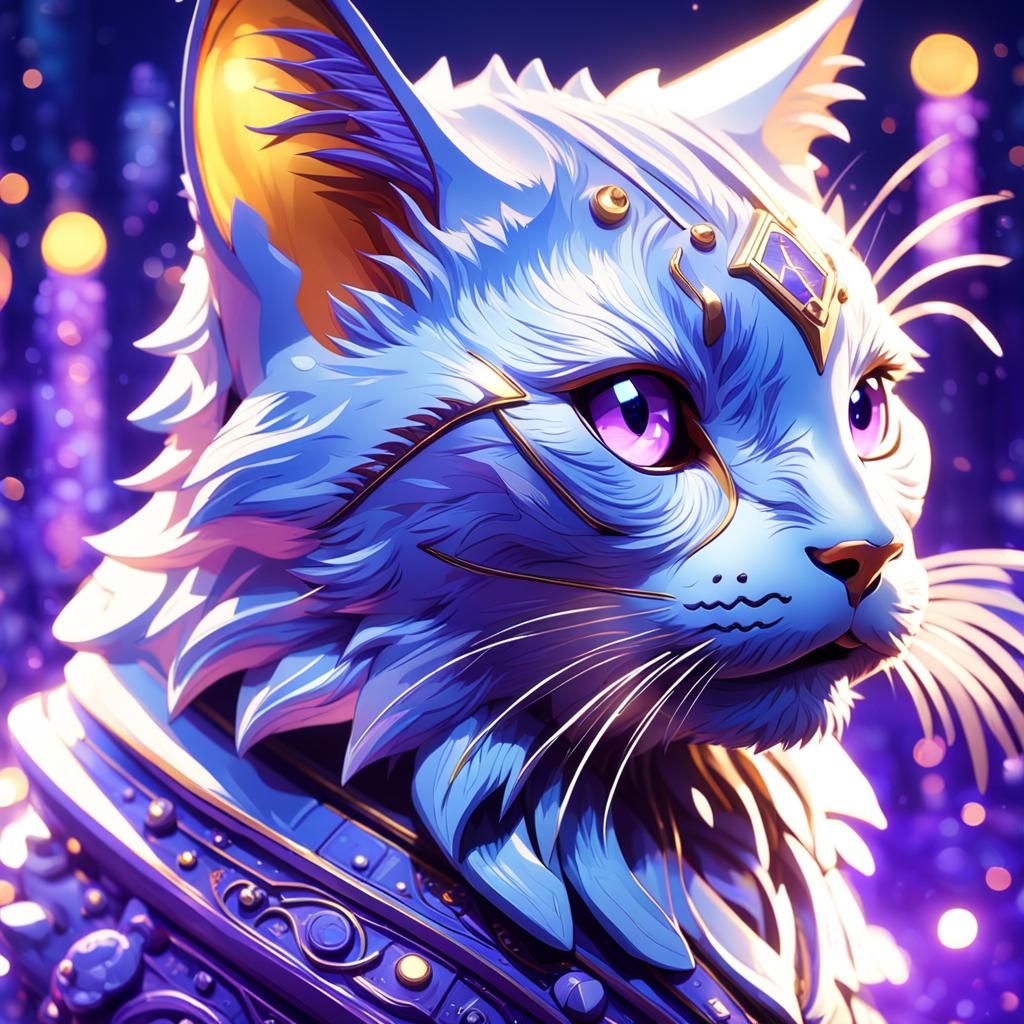 Cute Cat Portrait in Art Nouveau Style