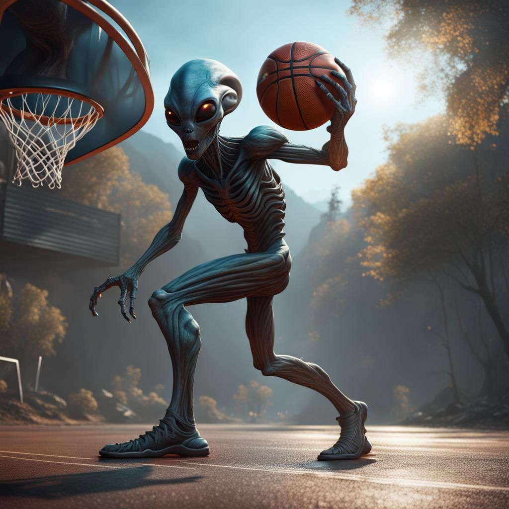 Alien Basketball Player: Detailed Fantasy Concept Art