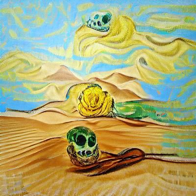 Desert Skull in Van Gogh Oil Painting Style