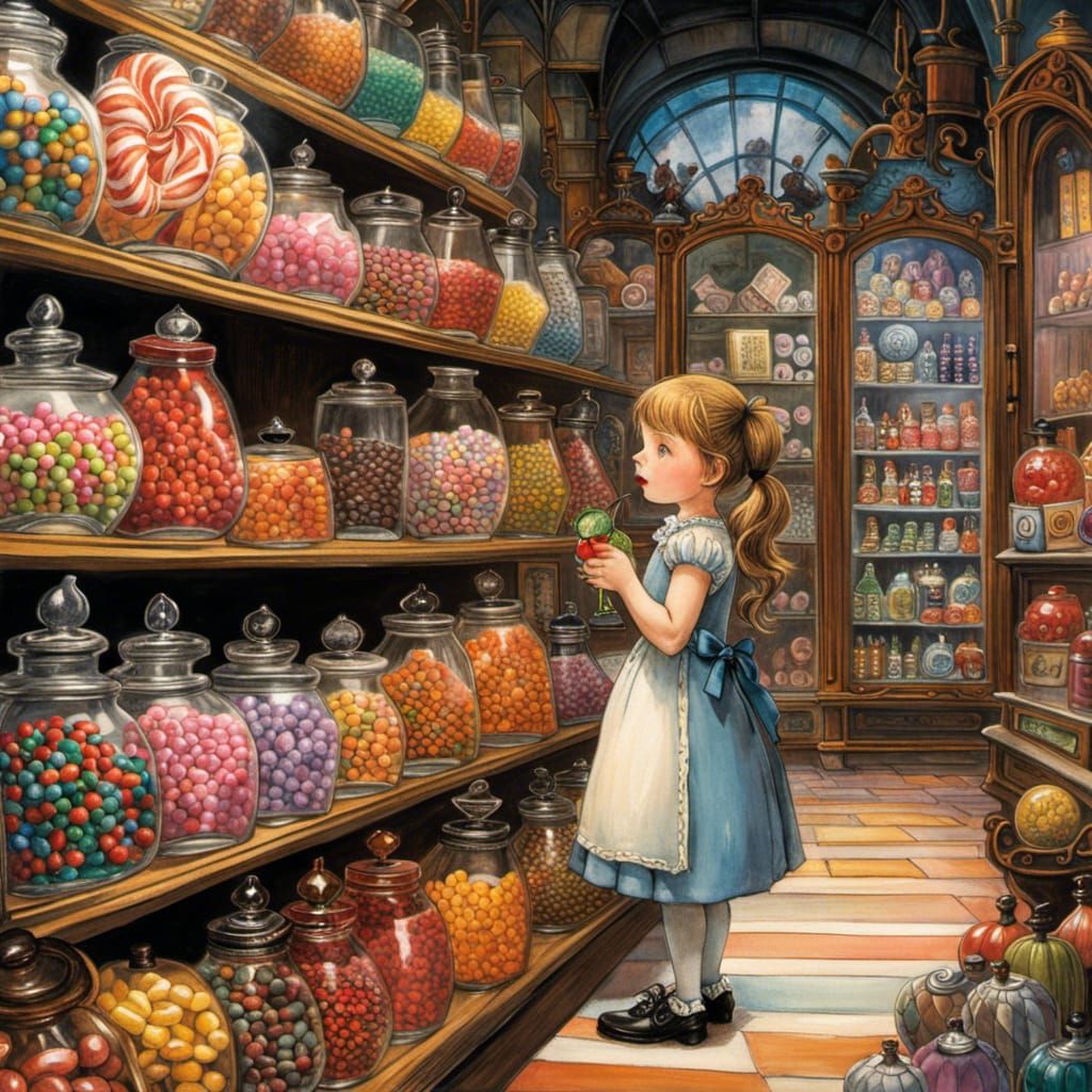 Girl's Delight in a Colossal Candy Store