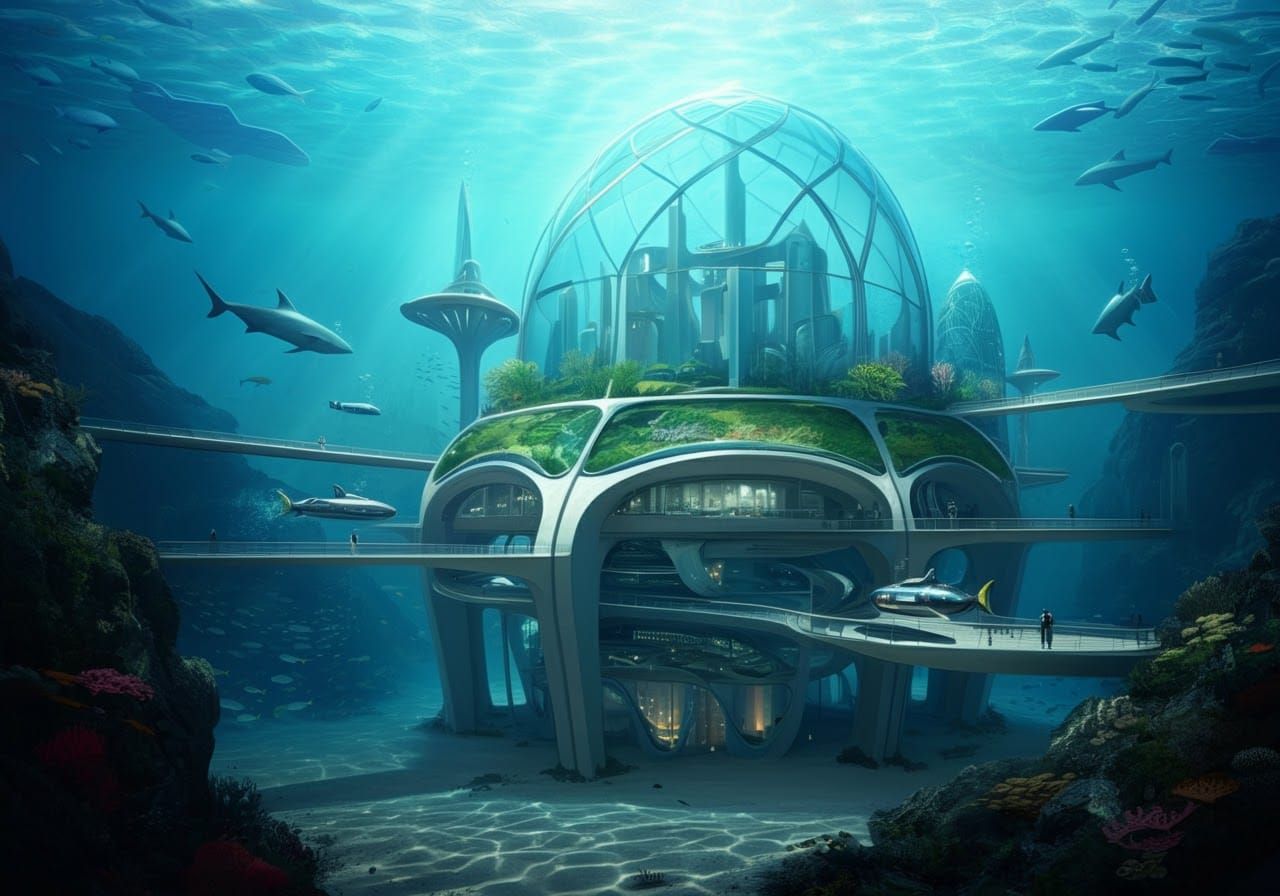 Spectacular Underwater City in Glass Domes