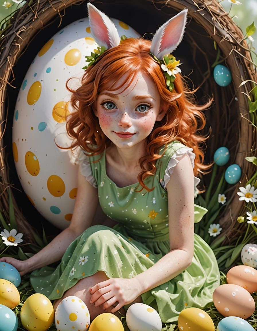 Airbrush Easter Fairy in Egg Illustration