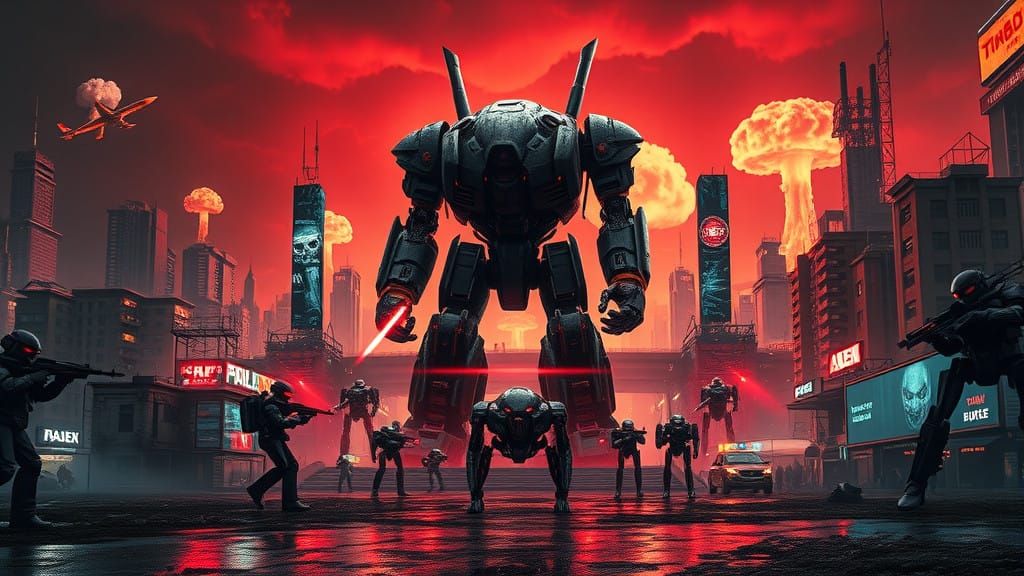 Cyberpunk Dystopia: Jager vs Terminators in a Desolate Futur...