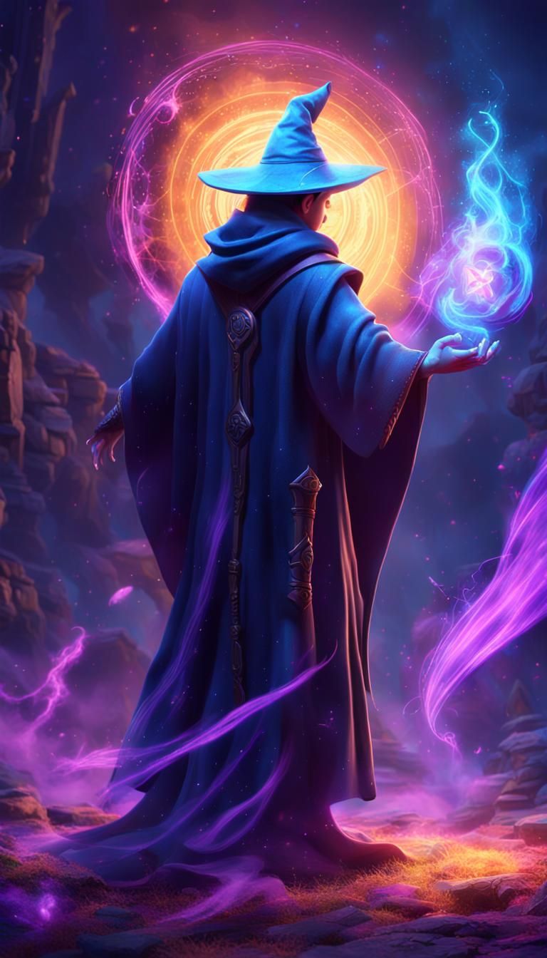 Mysterious Mage Casting Spell: Pixar-Inspired Concept Art