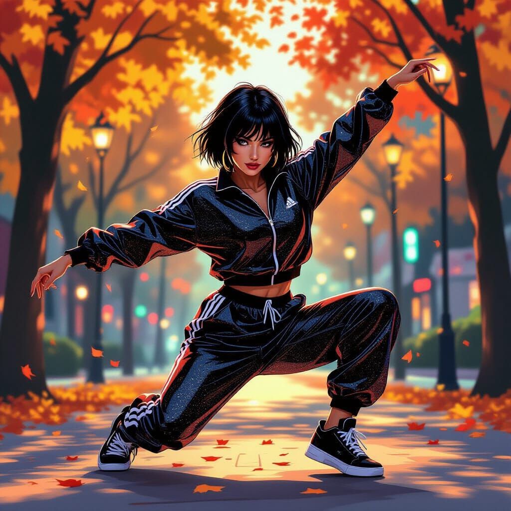 Sassy Breakdancer in a Digital Oil Painting