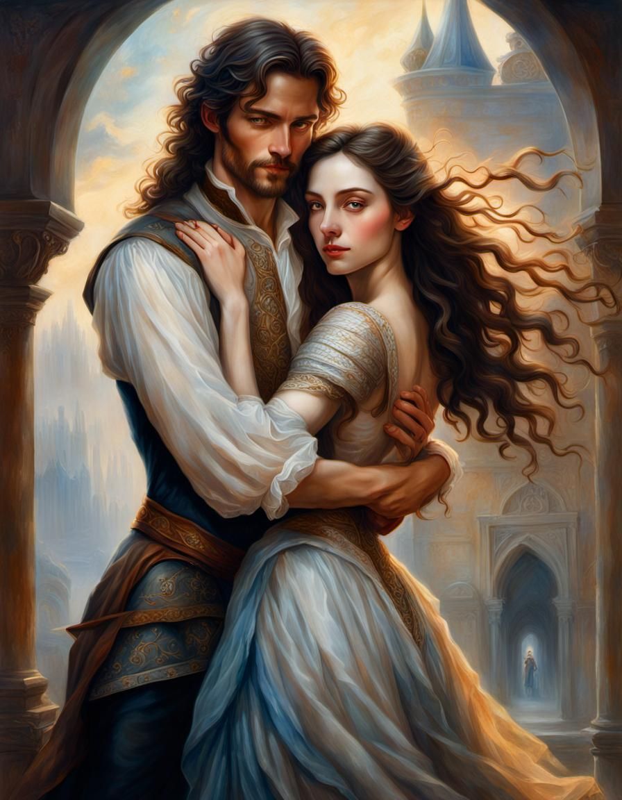 Ethereal Embrace: 17th Century Magic Painting