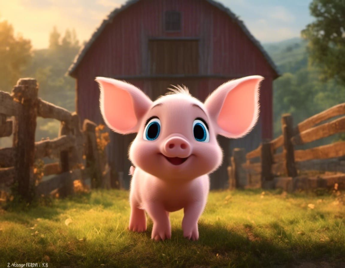 Super Cute Piglet with Expressive Eyes on Farm