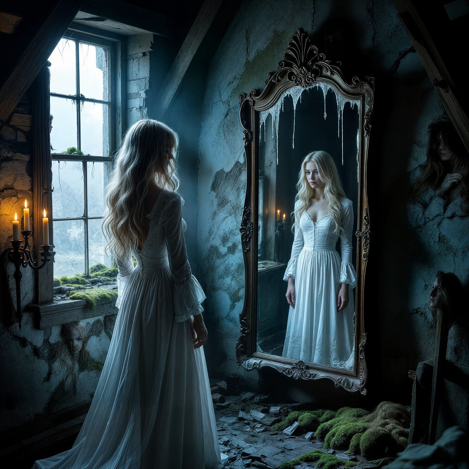 Haunted Reflection: Woman's Truth Revealed in Mirror