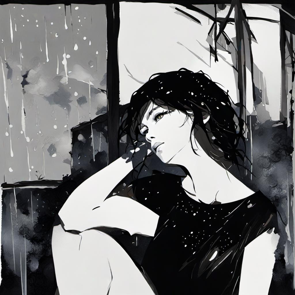 Bleak Cemetery Scene in Cross Hatching Style