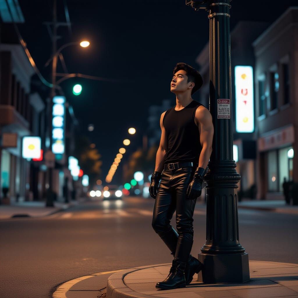 Lonely Man Gazing Skyward: Vintage Cinematic Film