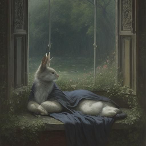 Celtic Rabbit in Impressionistic Night Scene