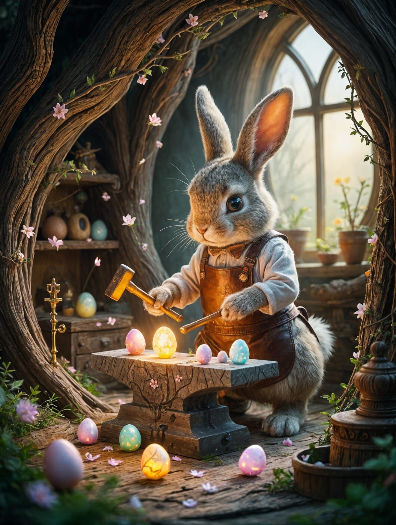 Easter Bunny Crafts Magical Eggs in Whimsical Tree Workshop