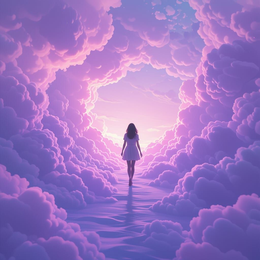 Dreamlike Void: Woman in Pastel Surrealism