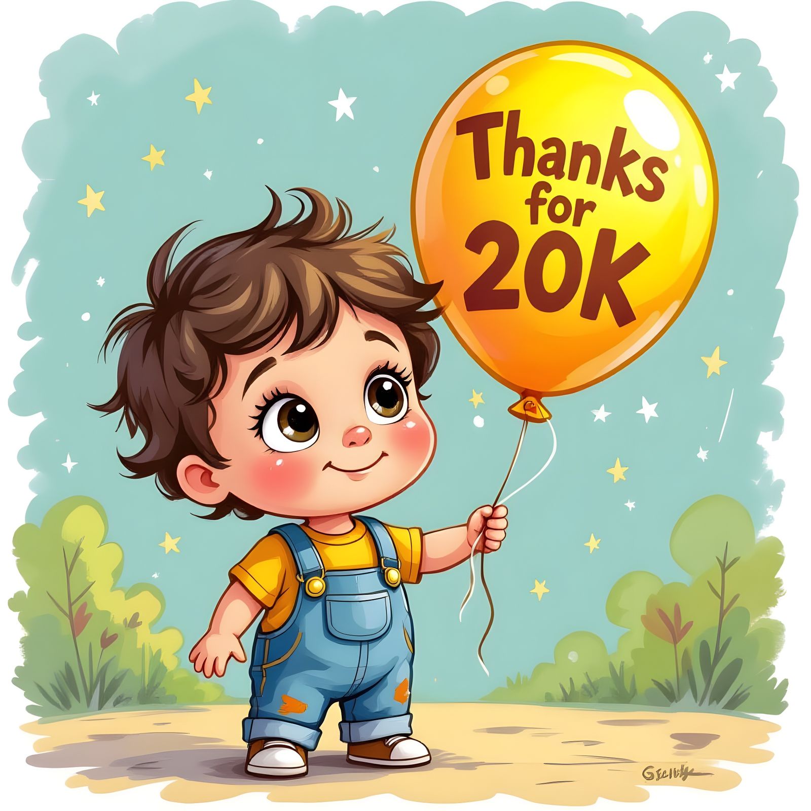 Adorable Toddler Thanks Followers with Bright Balloon