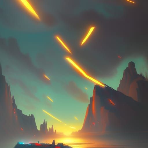 UFO Over Sahara Desert in Dark Fantasy Style