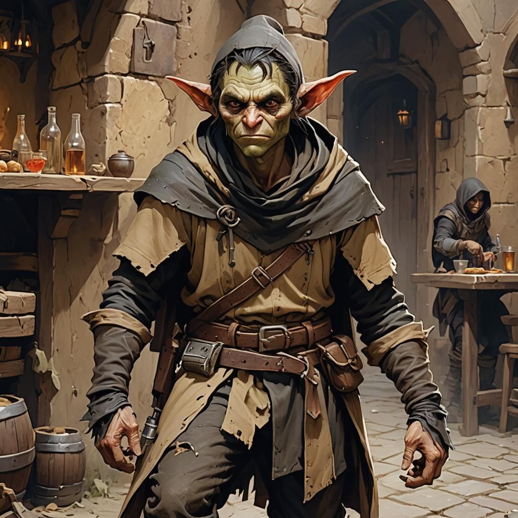 Goblin Rogue in Tavern: Realistic Fantasy Character