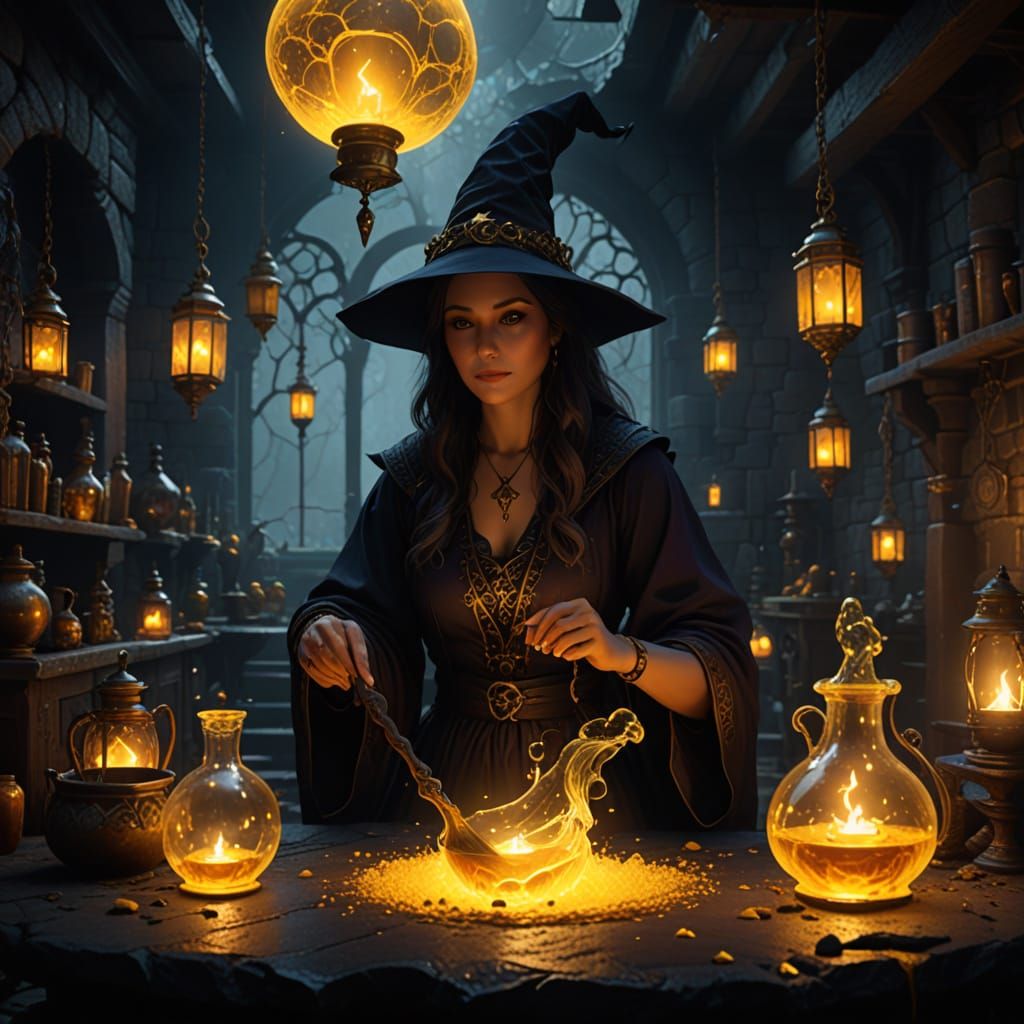 Enchanted Laboratory Scene in Dark Fantasy Style