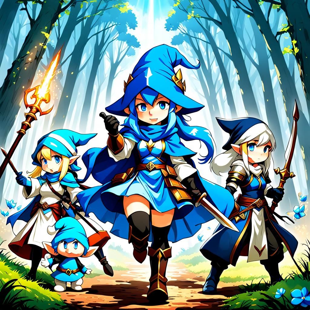 Smurfs as Anime Characters in Manga Style