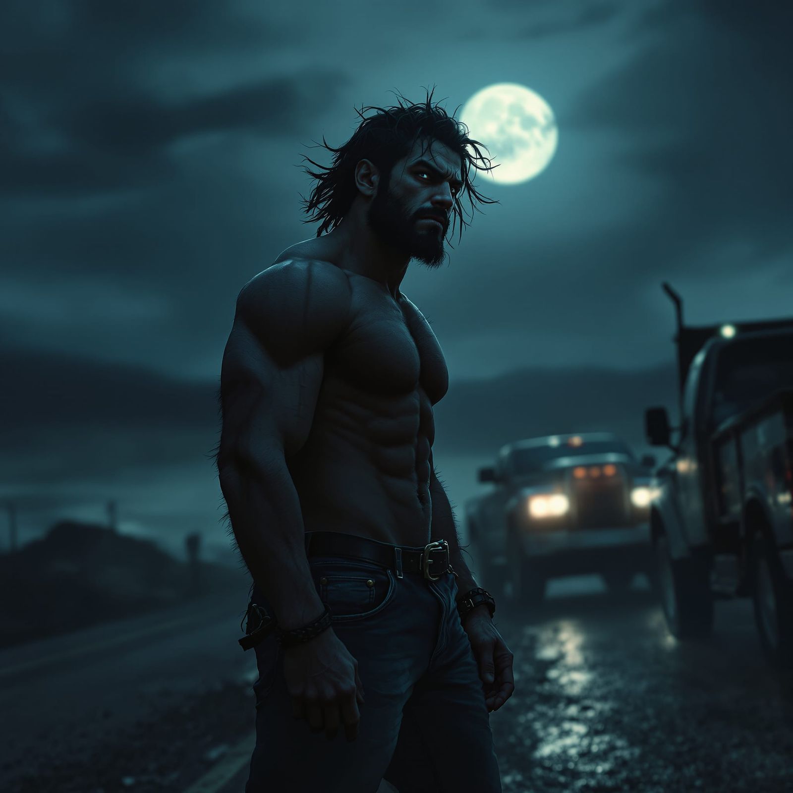 Manraged at Full Moon in Cinematic Style