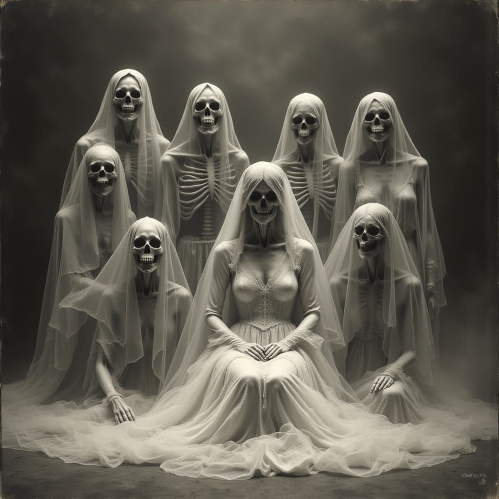 Ethereal Bride in Antique Post-Mortem Photo Style