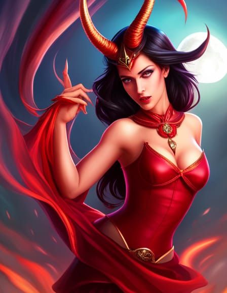 Hyperrealistic Portrait of Lilith, Queen of Demons