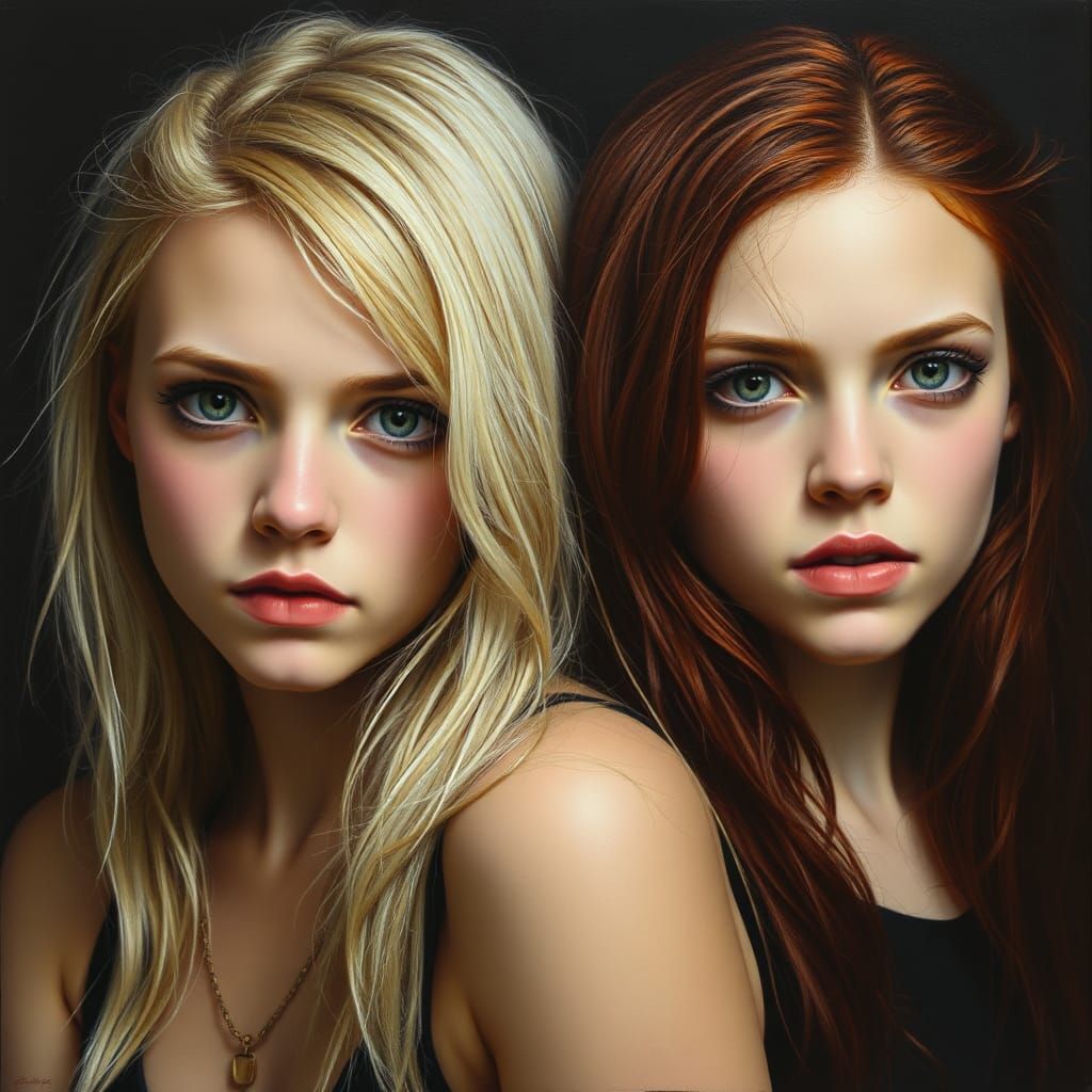 Gothic Portrait of Twin Women by James Gurney