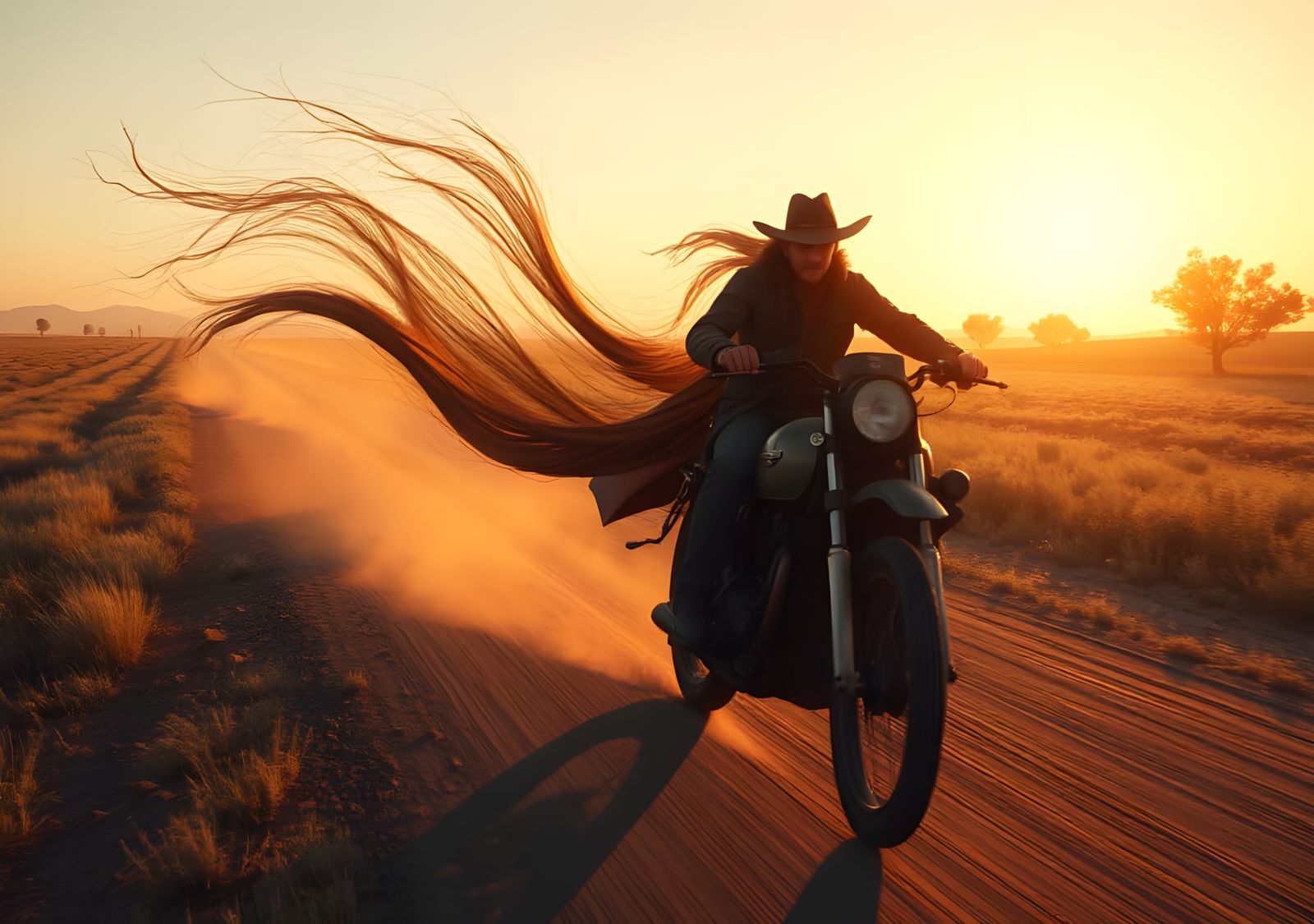 Outlaw Rides the Wind in Golden Hour Drawing