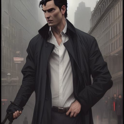 Bruce Wayne as Occultist Art Nouveau Portrait