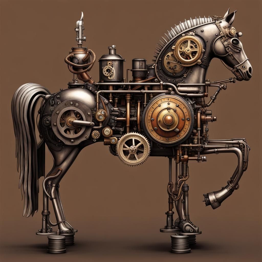 Steampunk Horse Head Engine Fusion