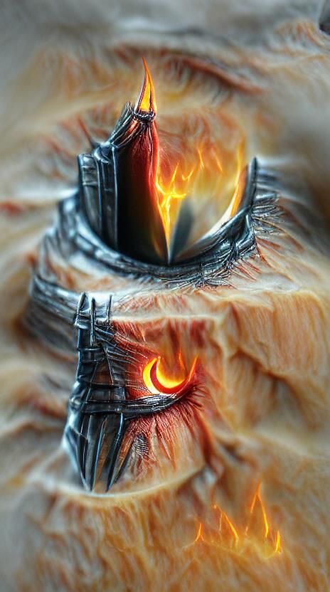 Fiery Eye of Sauron in Hyperrealistic 3D