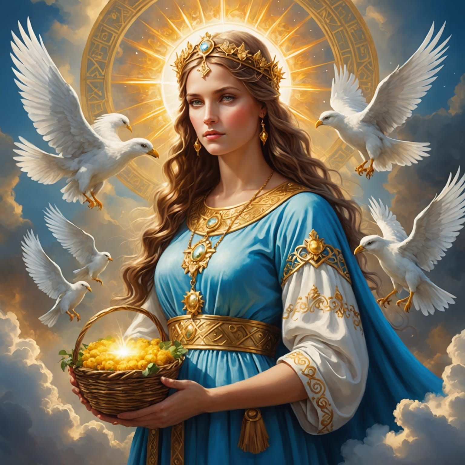 Slavic Goddesses of Fate Bathed in Divine Light