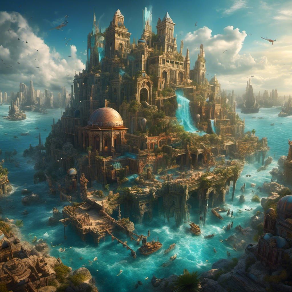 Hyperrealistic Lost City of Atlantis Concept Art