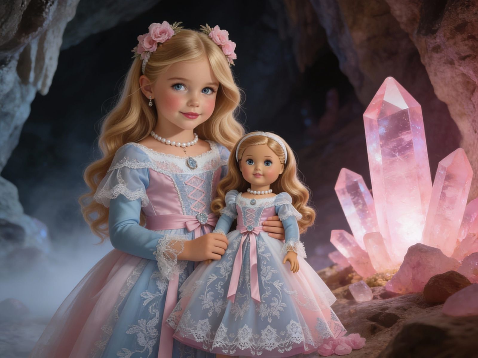 Girl and Doll in Matching Outfits and New Background