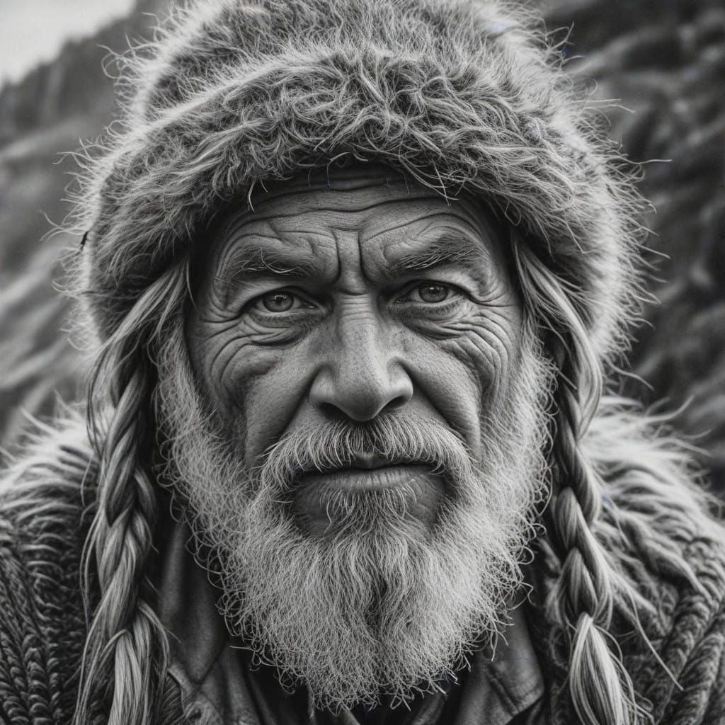 Grizzled Mountain Explorer in Coonskin Cap