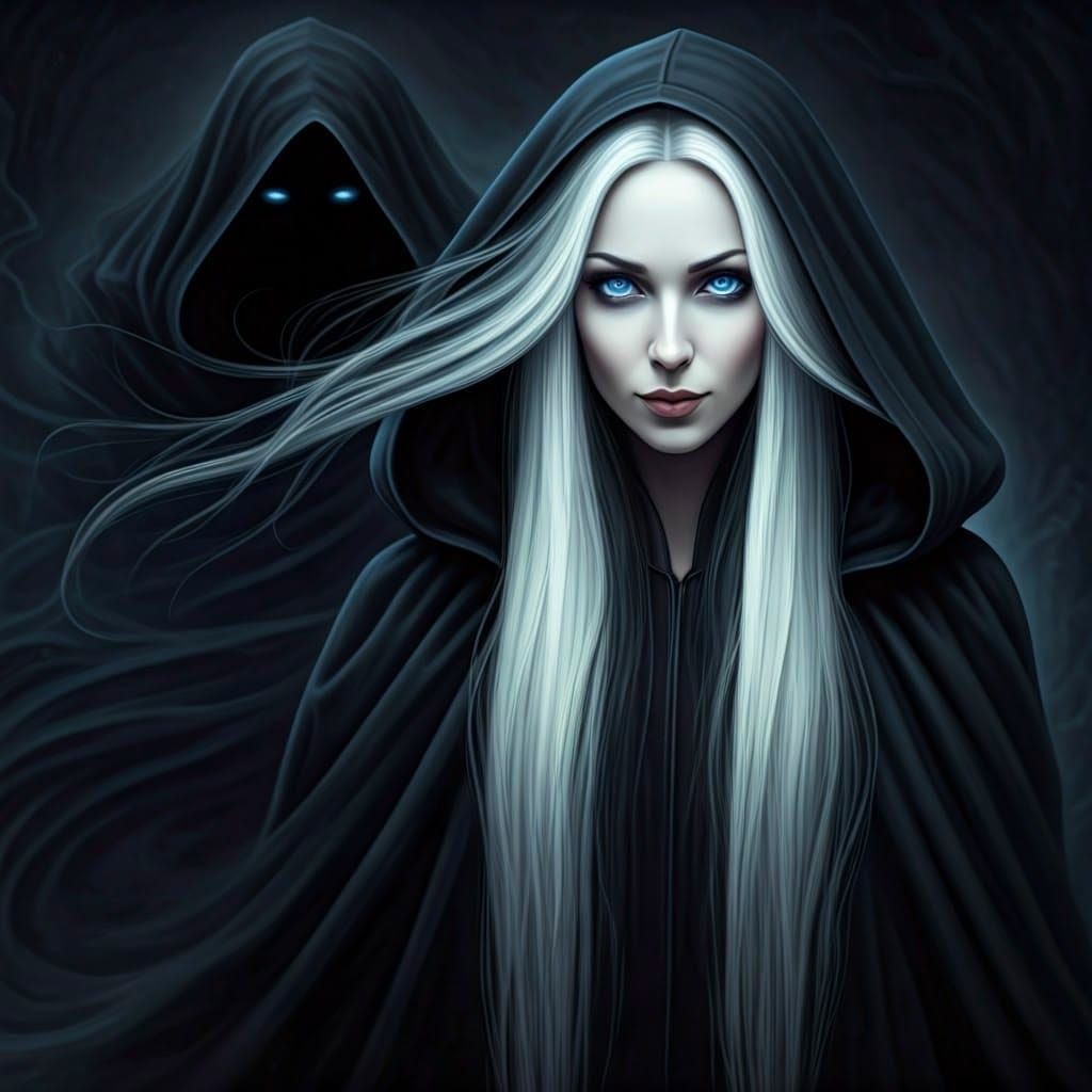 Enigmatic Gothic Beauty Surrounded by Ethereal Shadows