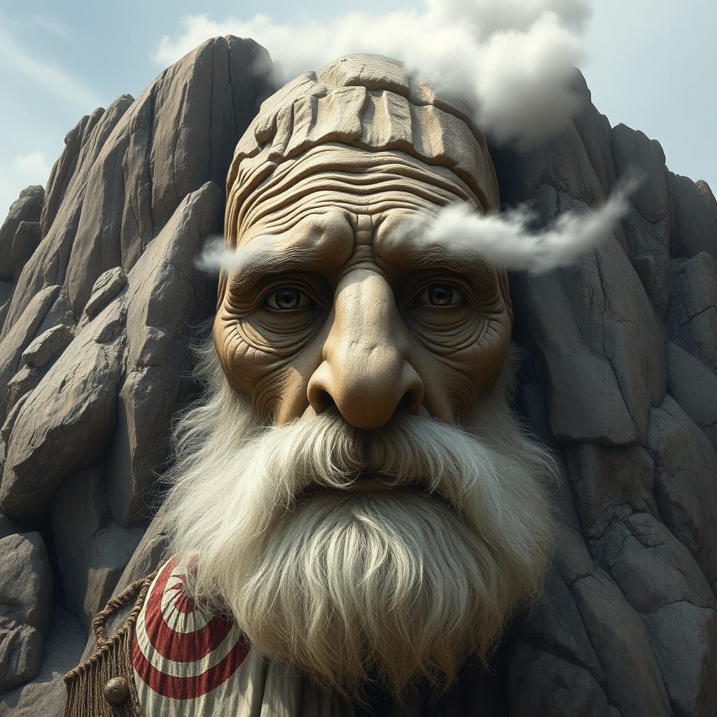 Weathered Mountain with Ancient Wisdom