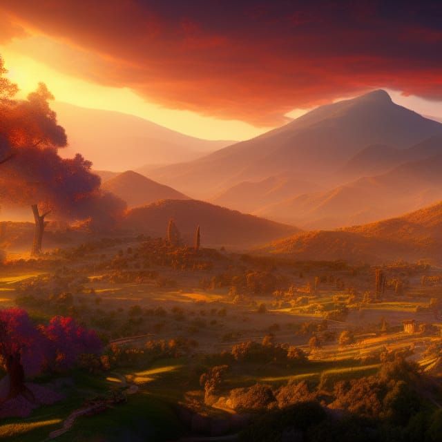 Santa Ynez Valley: Detailed Matte Painting in Deep Color